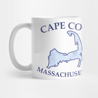 Preppy Vintage Blue Cape Cod Massachusetts Map Mug